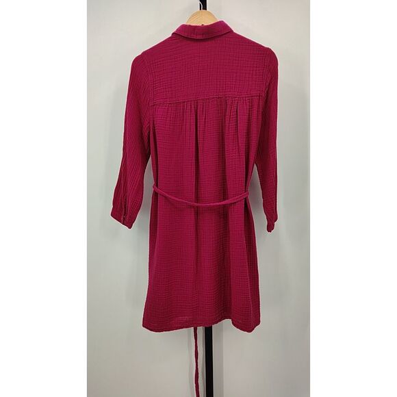 Michael Stars Raspberry Pink Button-Front Shirt Dress - Picture 3 of 3
